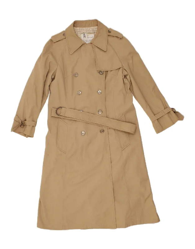 LONDON FOG Womens Trench Coat US 18 2XL Beige Polyester Satin Silk Chiffon