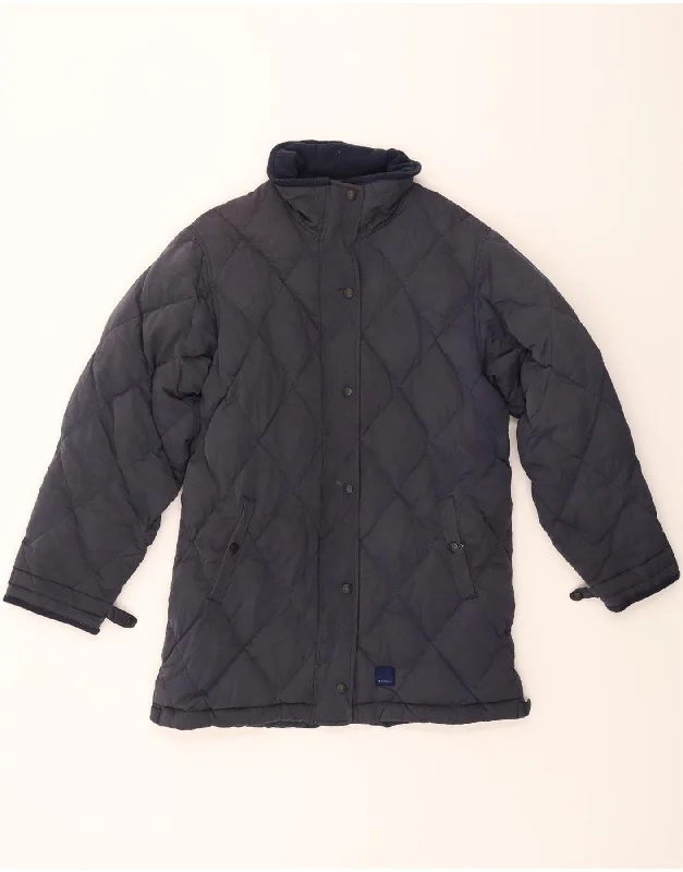 CHAMPION Womens Padded Coat UK 16 Large Navy Blue Trim Padded Insulated