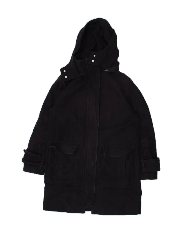 WHISTLES Womens Hooded Windbreaker Coat UK 10 Samll Navy Blue Cotton Vest Waistcoat Gilet