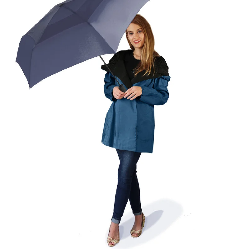 Dona Mycra Pac Umbrella Coat Mini Space Blue Striped Polka Dot Solid