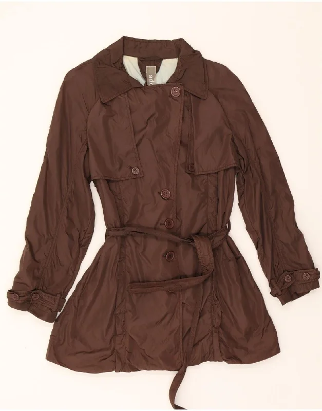 ADD Womens Trench Coat UK 18 XL Brown Polyamide Boat Shawl Notched