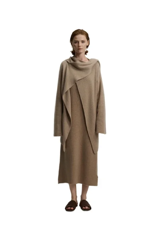 CASHMERE Cashmere Design Coat-Flower Camel Embroidered Appliqued Beaded