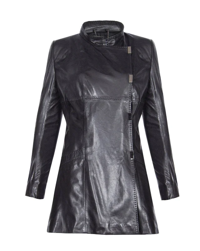 Black Leather Coat Shawl Collar Notch Collar Lapel Collar