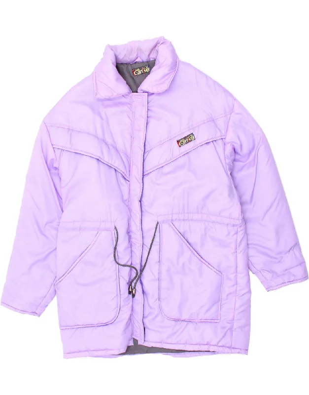 VINTAGE Womens Padded Coat UK 18 XL Purple Quilted Jacket Anorak Windbreaker