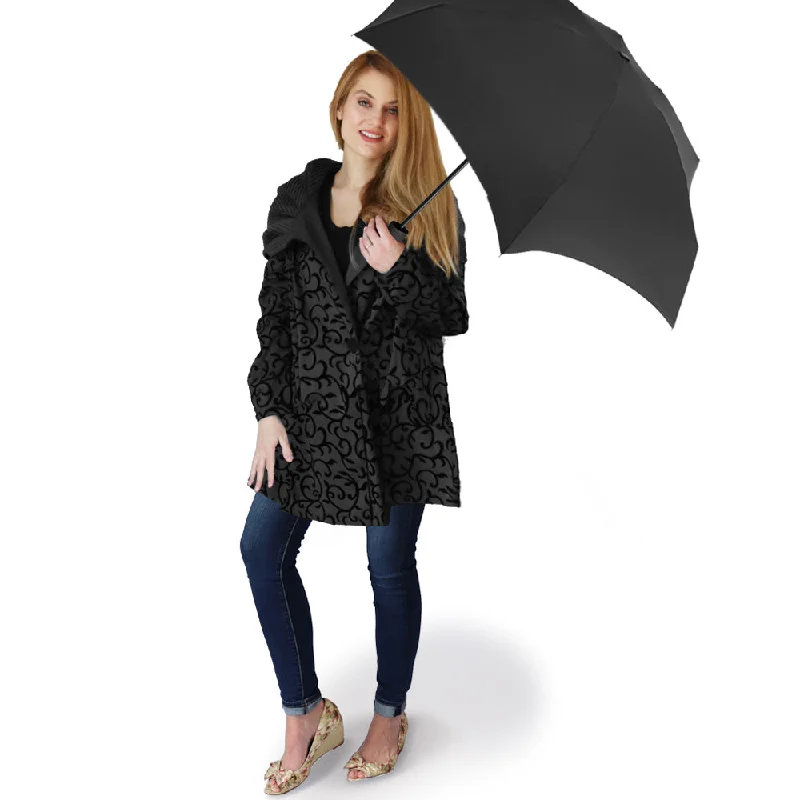 Dona Mycra Pac Umbrella Coat Mini Black Vine Tweed Herringbone Houndstooth