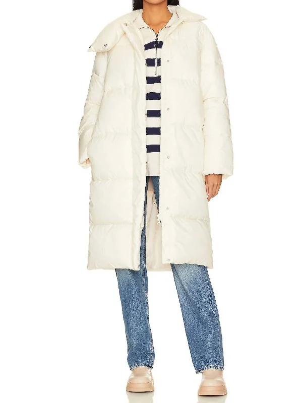 Marlon Puffer Coat In Ivory Shawl Collar Notch Collar Lapel Collar