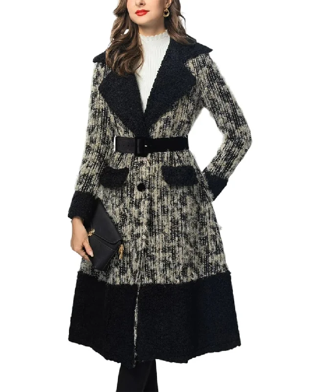 BURRYCO Coat Cape Coat Herringbone Coat Tweed Coat