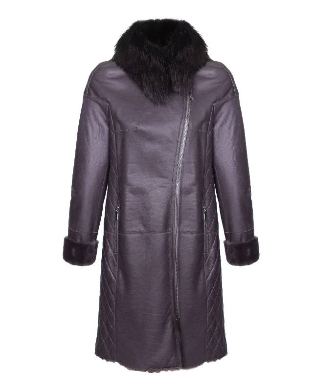 Mouse Color Long Leather Coat Raincoat Turtleneck Coat Wrap Coat