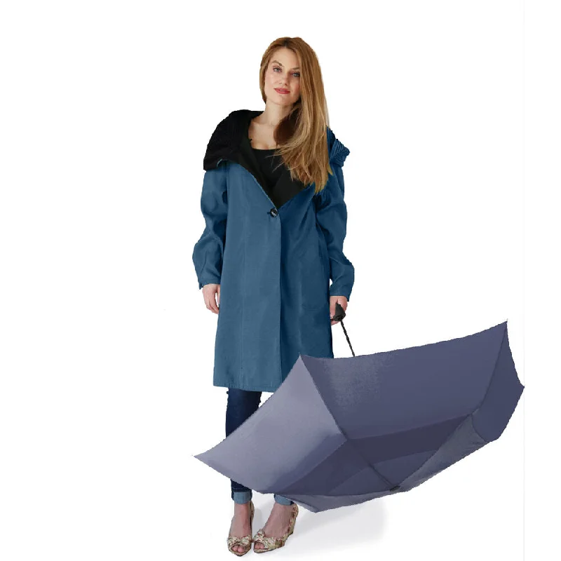 Dona Mycra Pac Umbrella Coat Short Space Blue Coat Overcoat Trench Coat