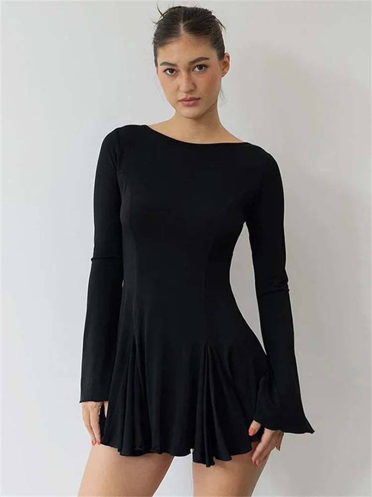 FashionSierra - Round Neck Slim Vacation Knitted New 2024 Casual Dress