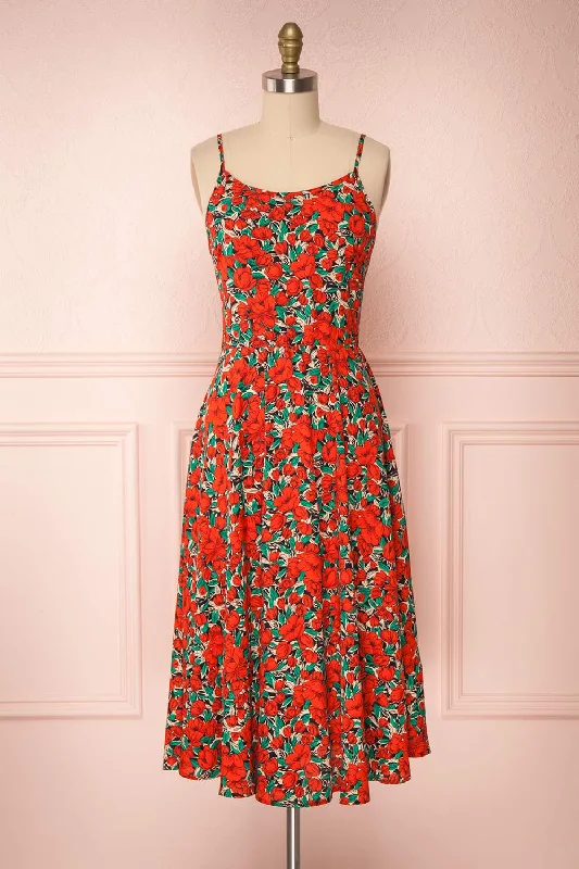 Kyriake | Red Floral Dress