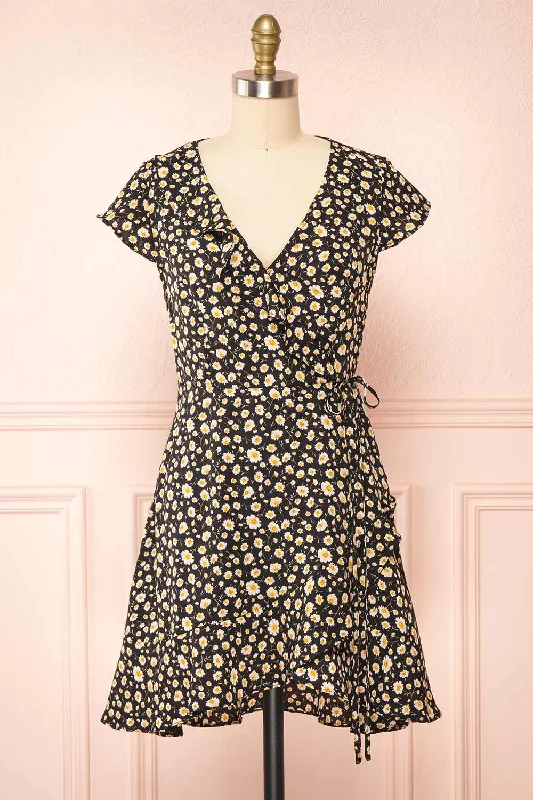 Kraneia | Short Faux-Wrap Floral Dress