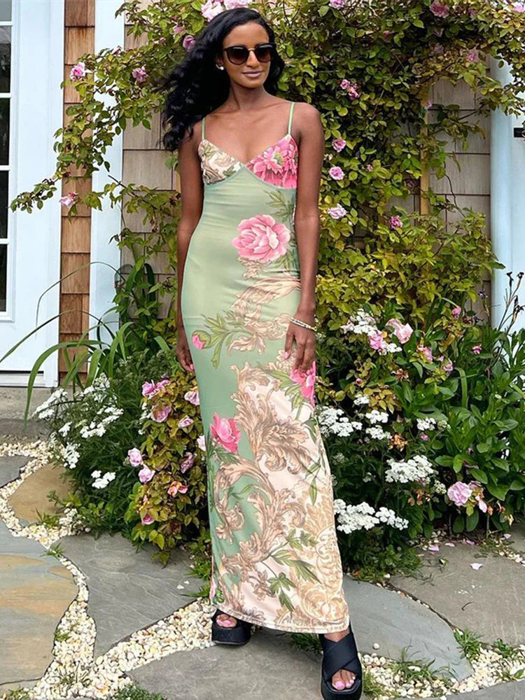FashionSierra - Halter Female Backless Summer V-Neck Maxi Elegant Fashion Sleeveless Party Casual Dress