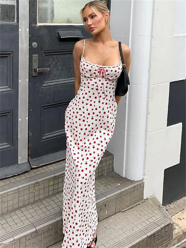 FashionSierra - Halter Dresses Female Lace Elegant High Waist Spaghetti Patchwork Party New Maxi Casual Dress