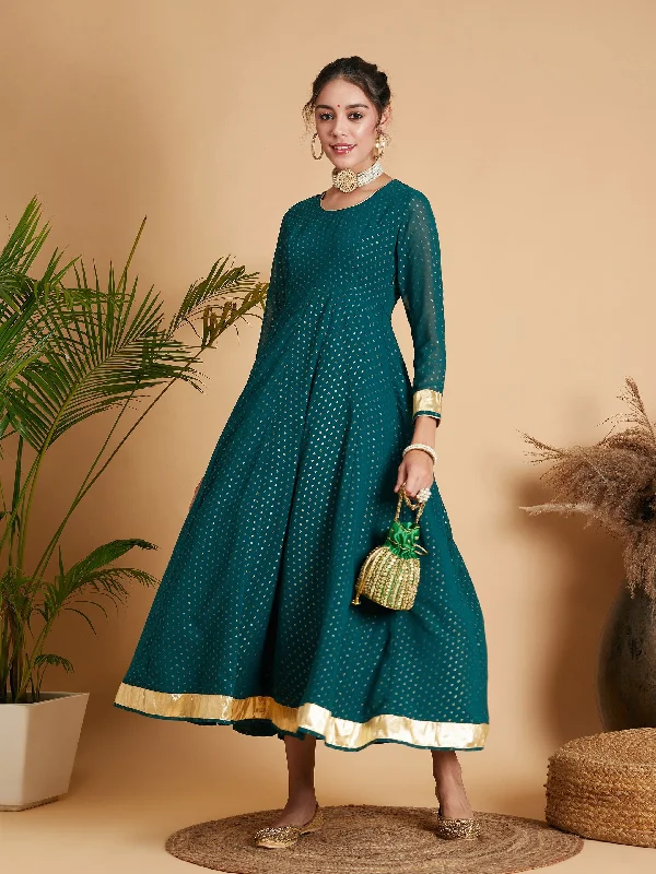 Lyush Women Emerald Dot Foil Print Anarkali Dress