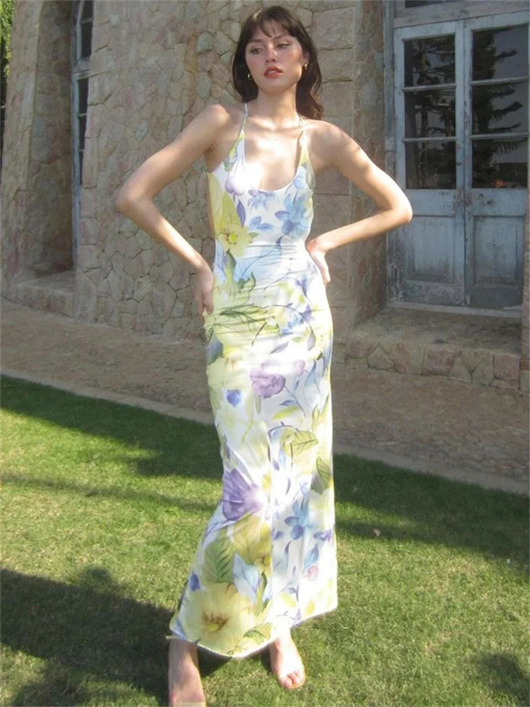 FashionSierra - Printed Backless Fashion For Women Bandage Summer 2024 Ladies Party Lace-Up Sexy Maxi Casual Dress