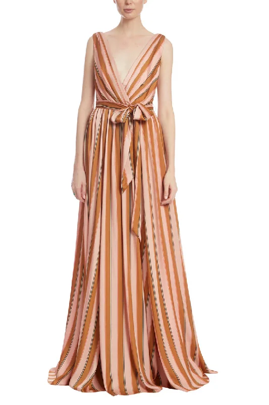 Badgley Mischka EG3569 Long Formal Stripe Evening Dress Mermaid Tail Wedding