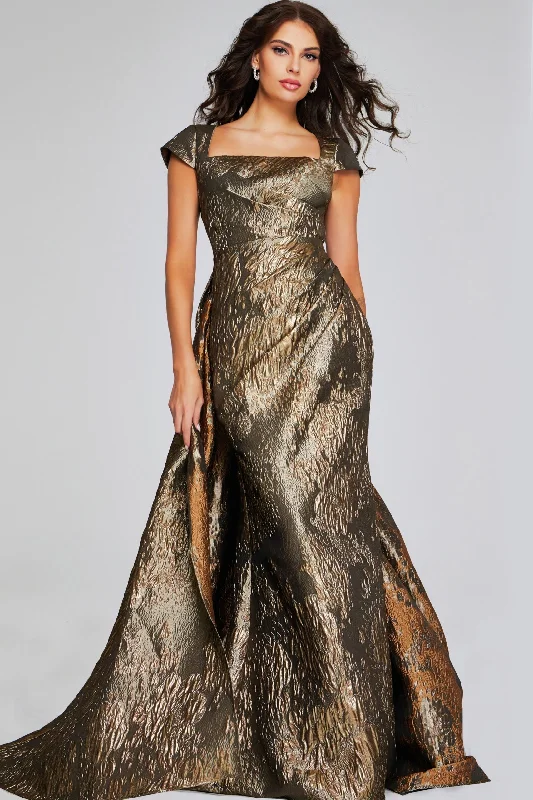 Jovani 40295 Long Metallic A Line Formal Evening Dress Off-the-shoulder Bohemian Festive Jovani 40295 Long Metallic A Line Formal Evening Dress Off-the-shoulder Bohemian Festive