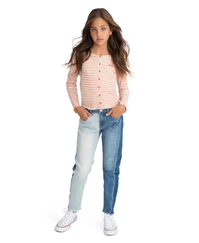 Levis X Clements Twins Big Girls Long Sleeve Scoop Neck Rib Knit Top Daily Wear Knit Tee