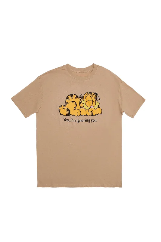 Garfield Yes I'm Ignoring You Graphic Relaxed Tee Cotton Fabric Linen Fabric Terry Fabric