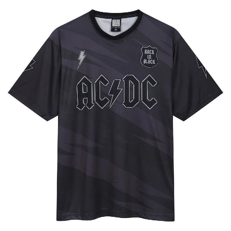 AC/DC | Official Band Rock FC Football Shirt | Back in Black Hooded Caped Shawl Collar