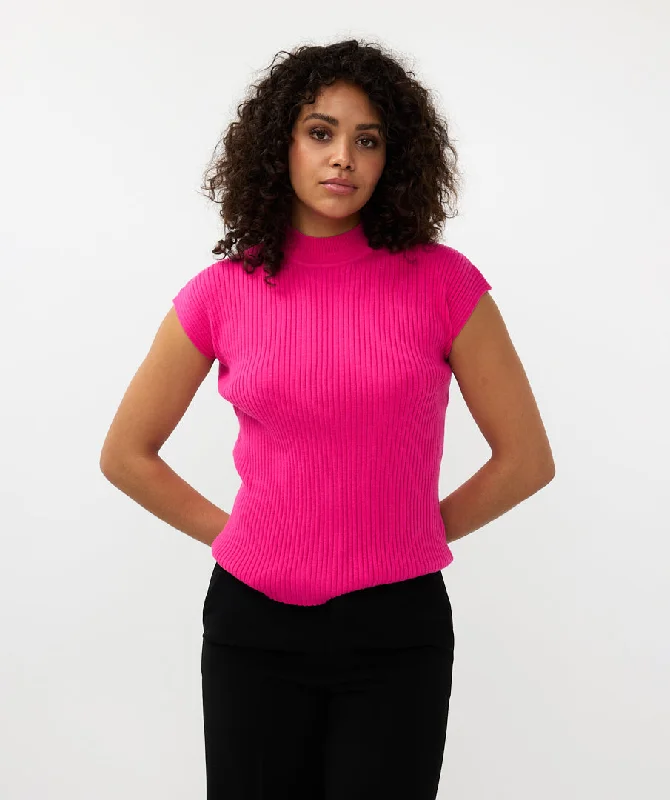 Cap Sleeve Rib Knit Top Glamorous Knit Top