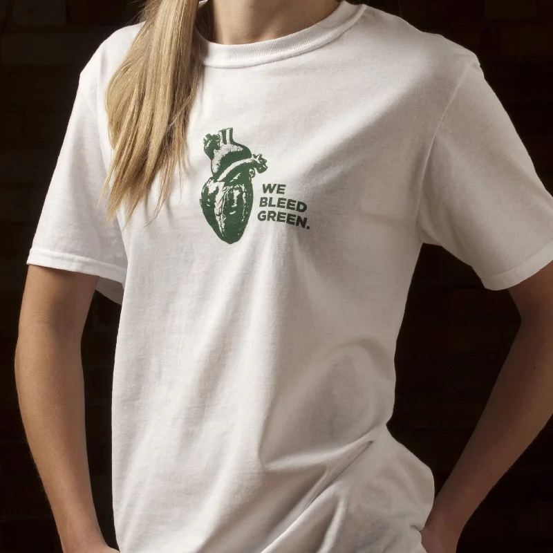 College of Human Medicine We Bleed Green T-shirt - White Graphic T-Shirt Round Neck Polyester