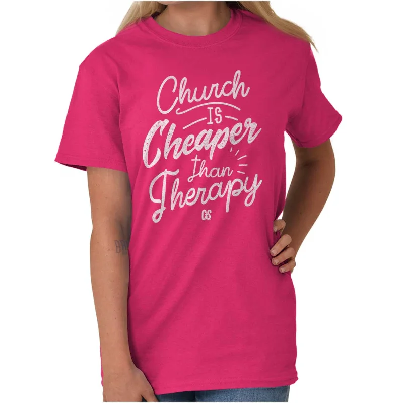 Church Therapy T Shirt Denim Fabric Leather Fabric Suede Fabric