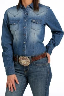 Women's Cinch Denim SNAP-DOWN WESTERN SHIRT Print Jacquard Patchwork