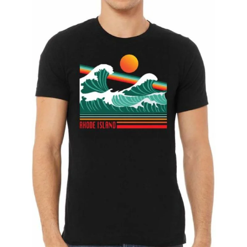 Crashing Waves Heather Black Unisex Jersey Tee Oversized T-Shirt Spandex breathable