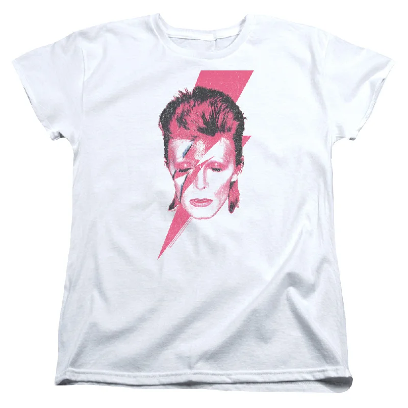 David Bowie Aladdin Sane Women's 18/1 100% Cotton Short-Sleeve T-Shirt Lace Blend Ribbed Blend Corduroy Blend