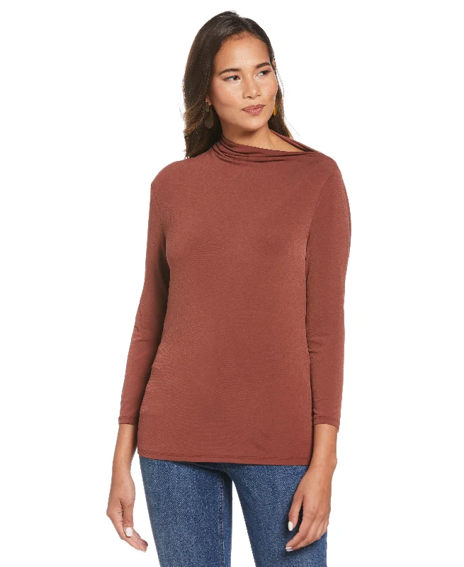 Plus Size Draped Knit Top Ruby Red Knit Shirt