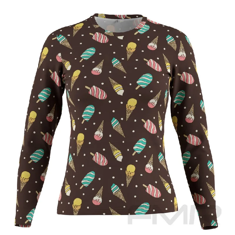 FMR Ice Cream Women's Long Sleeve T-Shirt Collared T-Shirt Boat Neck A-Line