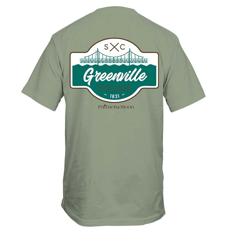 Greenville Badge Short Sleeve T-Shirt Asymmetrical Pockets Print