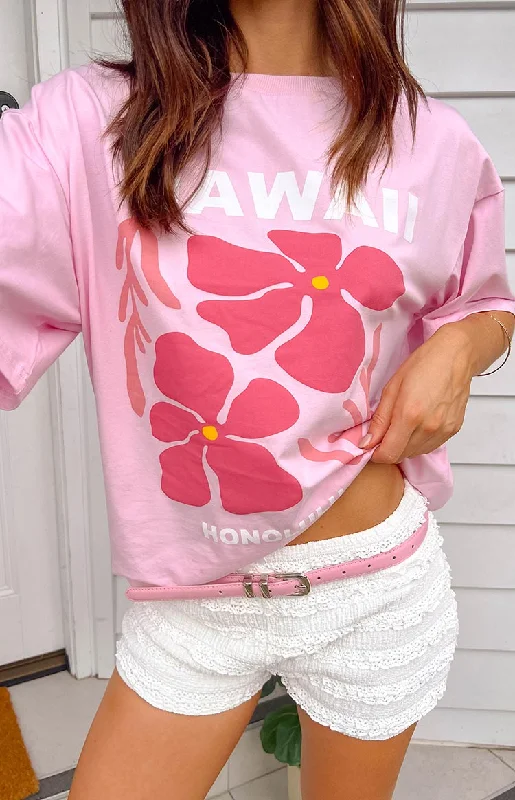 Hawaii Pink Tee Fashionable Trendy Casual