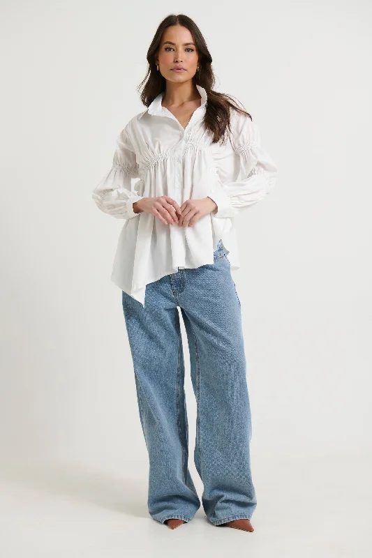 Lover Shirt White Rayon Velvet Corduroy