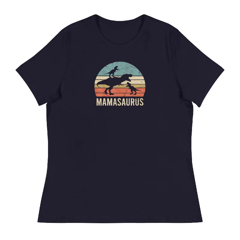 Mamasaurus Sunset - Women's Dinosaur Shirt Cashmere Blend Cotton Blend Poly Blend