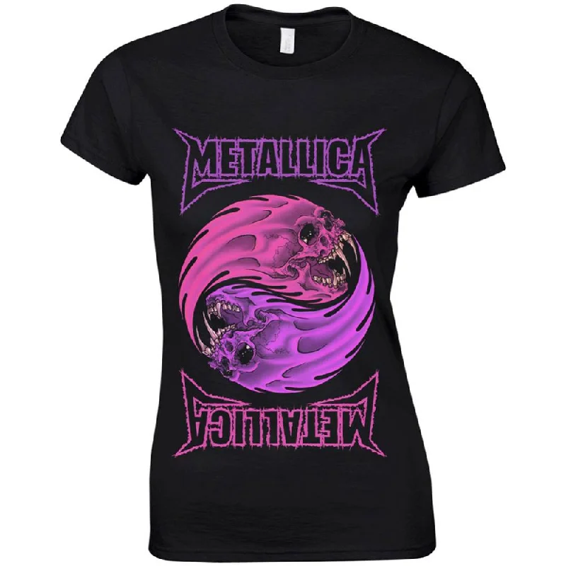 Metallica Yin Yang Purple Ladies T-Shirt Zippered Front Buttoned Front Snap Front