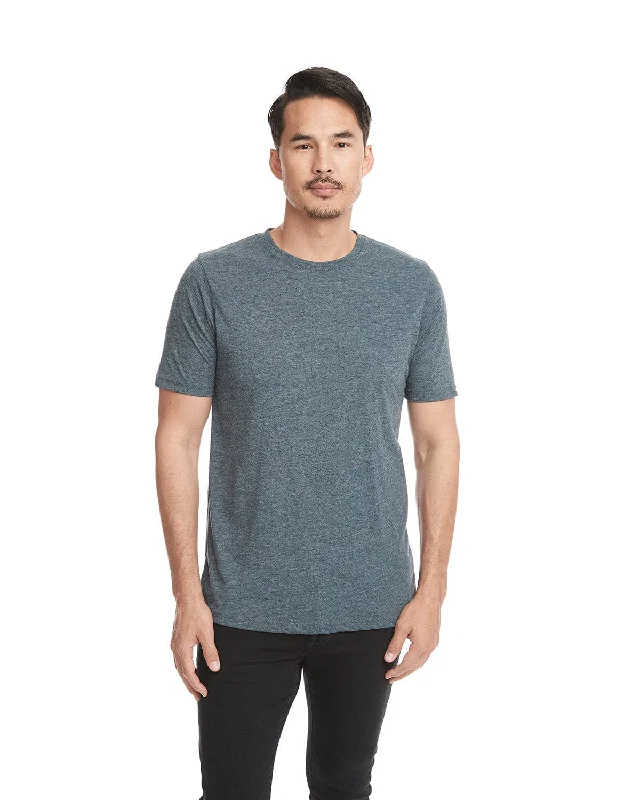 Next Level Mens Poly/Cotton Short Sleeve Crew T-Shirt | Indigo Spandex Blend Rayon Blend Denim Blend Spandex Blend Rayon Blend Denim Blend