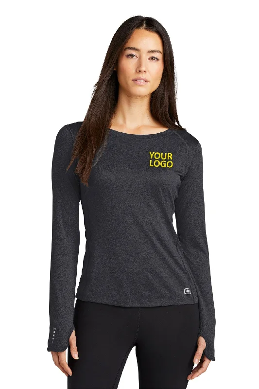 OGIO ENDURANCE Ladies Long Sleeve Pulse Custom Tees, Blacktop Mesh Blend Leather Blend Suede Blend