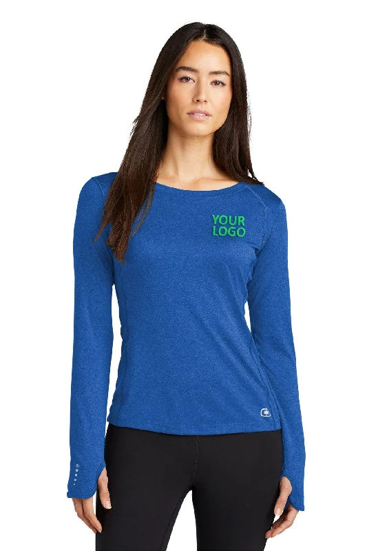 OGIO ENDURANCE Ladies Long Sleeve Pulse Custom Tees, Electric Blue Terry Blend Velvet Blend Canvas Blend