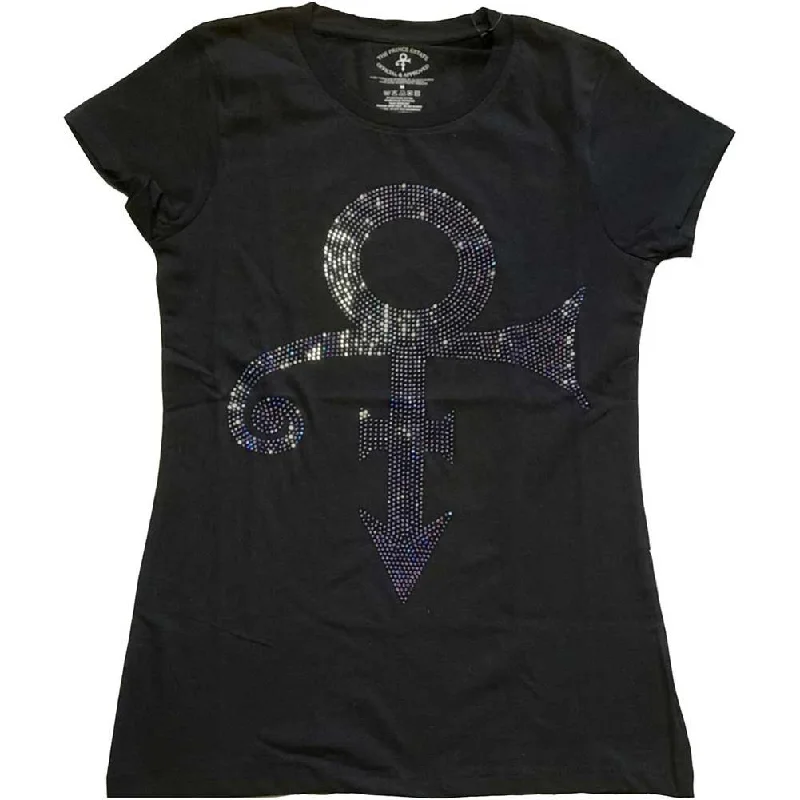 Prince Purple Symbol Ladies T-Shirt Solid Print Embellished