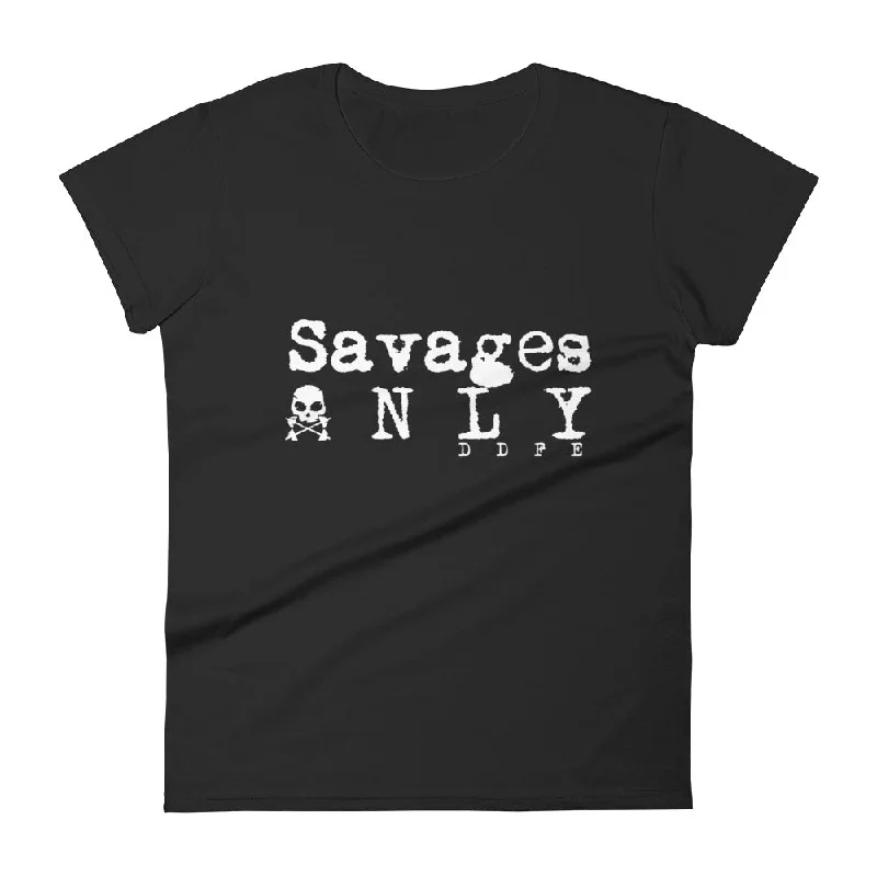 'Savages ONLY' Women's short sleeve t-shirt Satin Blend Silk Blend Wool Blend