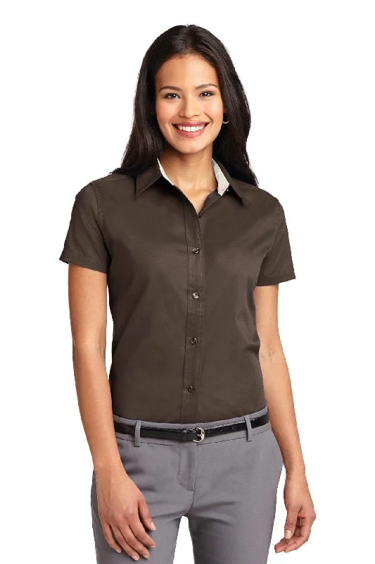 Port Authority Ladies Short Sleeve Easy Care  Shirt.  L508 Lace Blend Ribbed Blend Corduroy Blend