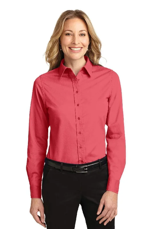 Port Authority Ladies Long Sleeve Easy Care Shirt.  L608 Spandex Blend Rayon Blend Denim Blend