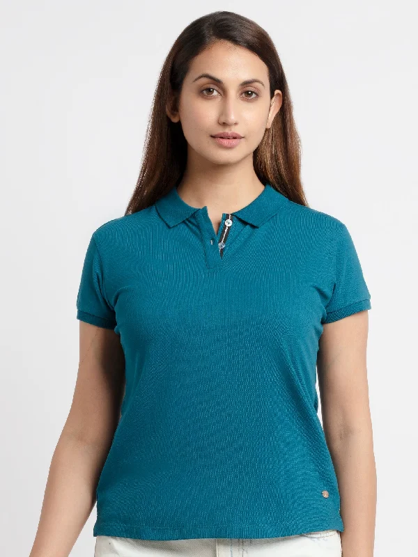 Women's Basic Polo T-Shirt Collared Crew Neck Turtle Neck