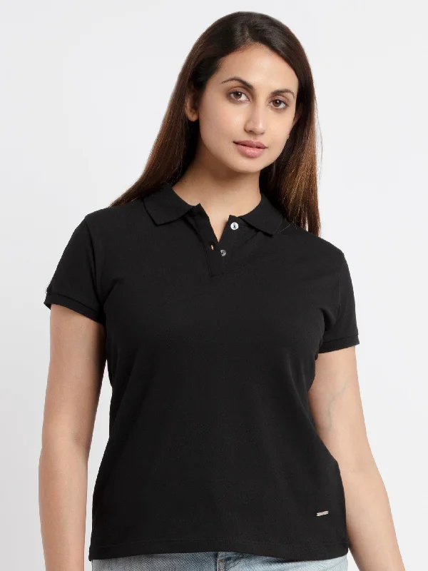 Women's Basic Polo T-Shirt Mesh Blend Leather Blend Suede Blend