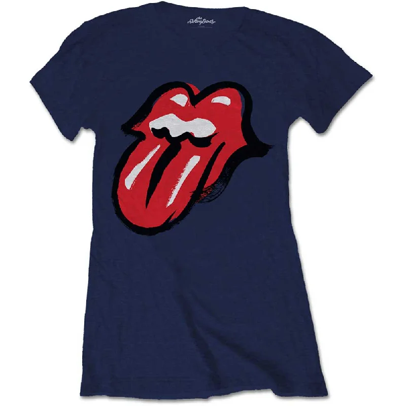 The Rolling Stones Ladies T-Shirt: No Filter Tongue Print Jacquard Patchwork Print Jacquard Patchwork