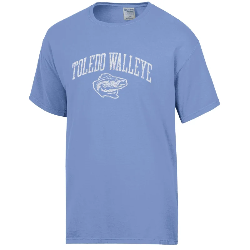 Toledo Walleye Porch Blue Comfort Wash T-shirt Chenille Brocade Lace