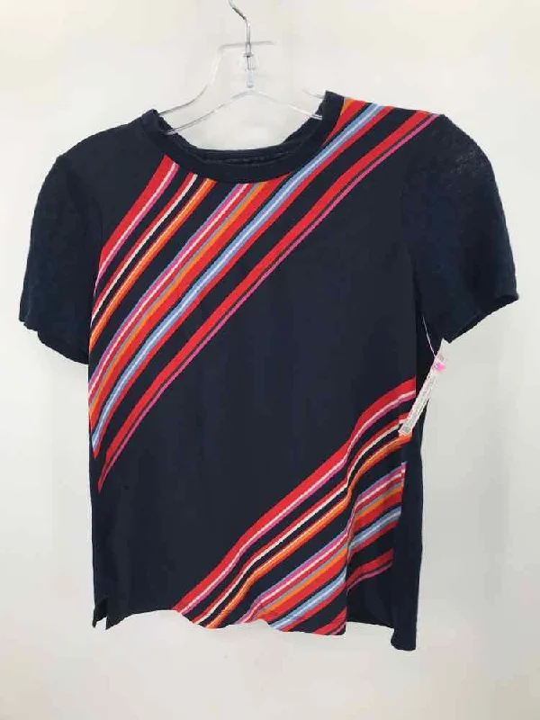 Pre-Owned Tory Burch Navy Size XXS T-shirt Solid Color Striped Floral